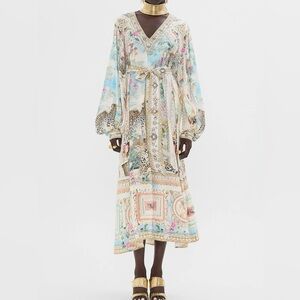 Camilla Long Trapeze Dress in Mint & Cream